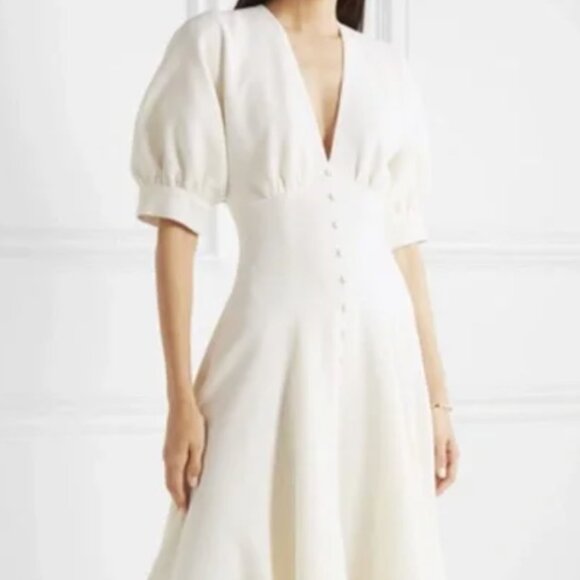 Emilia Wickstead Bria Flared Wool Crepe Midi Dress